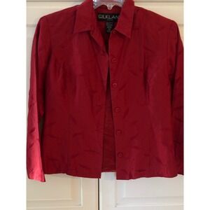SILKLAND Petite Red Embroidered Silk Blazer Jacket Women's Size‎ 2P